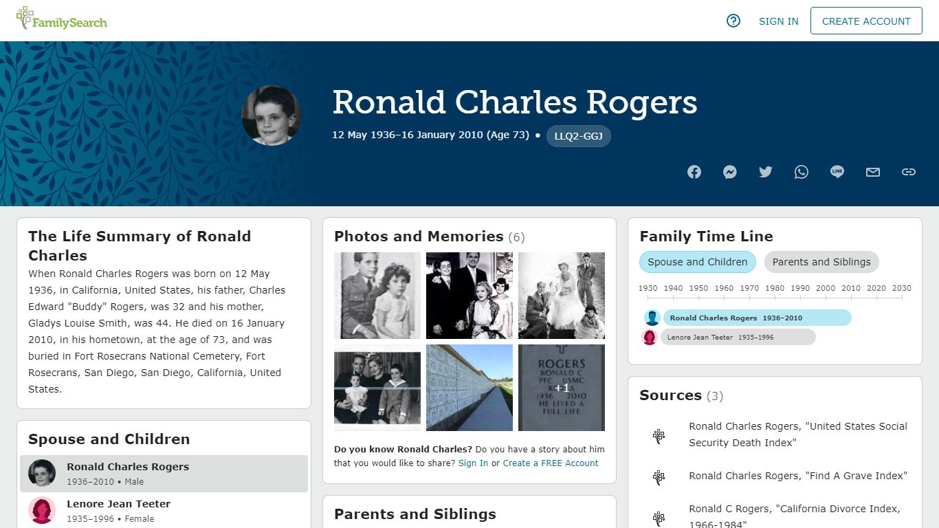 Ronald Charles Rogers (1936–2010) • FamilySearch