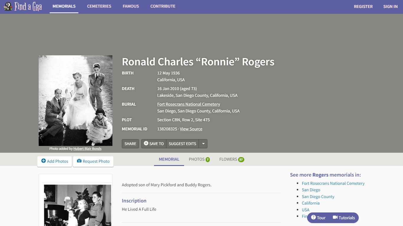 Ronald Charles “Ronnie” Rogers (1936-2010) - Find a Grave