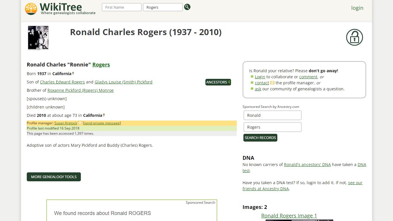 Ronald Charles Rogers (1937-2010) | WikiTree FREE Family Tree